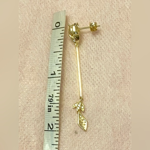 🌷 Fairy Tulip 🌷 design asymmetrical sterling silver earrings 14K Gold plated 🌺 - Picture 6 of 6